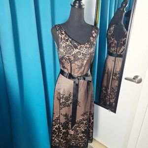 Cocktail Short Dress Size 6 Black/Nude